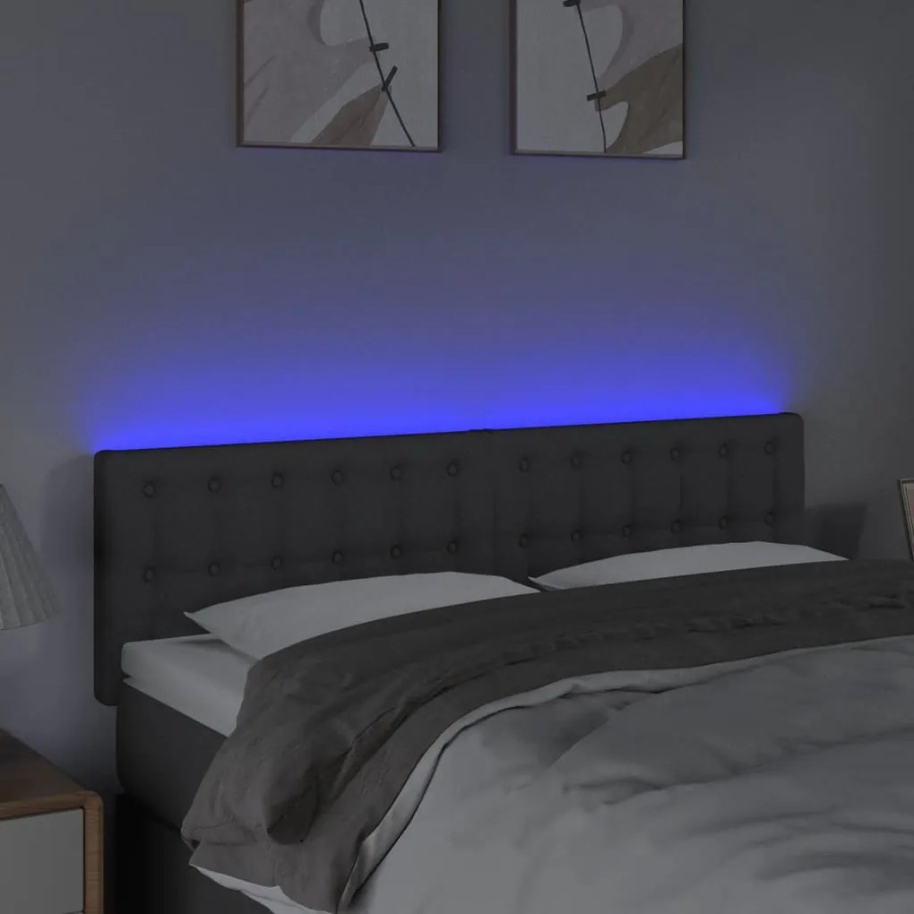Κεφαλάρι Κρεβατιού LED Σκούρο Γκρι 144x5x78/88 εκ. Υφασμάτινο 3122045
