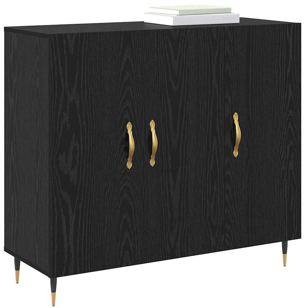 vidaXL Πλαϊνό γραφείο Μαύρο 90 x 34 x 80 εκ. Επεξεργασμένο ξύλο