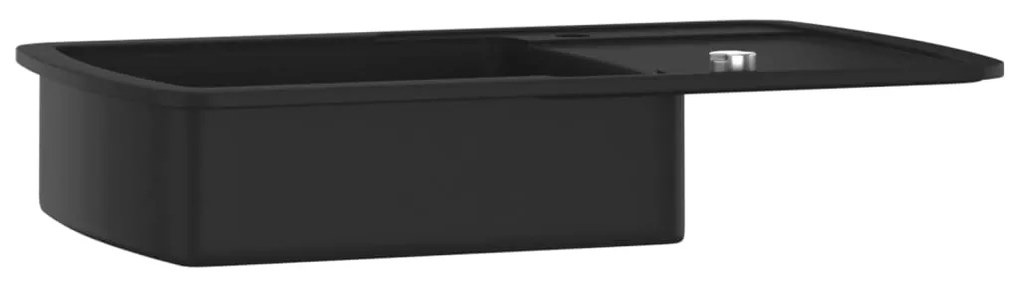 vidaXL Νεροχύτης με Μονή Γούρνα Μαύρος Γρανιτένιος