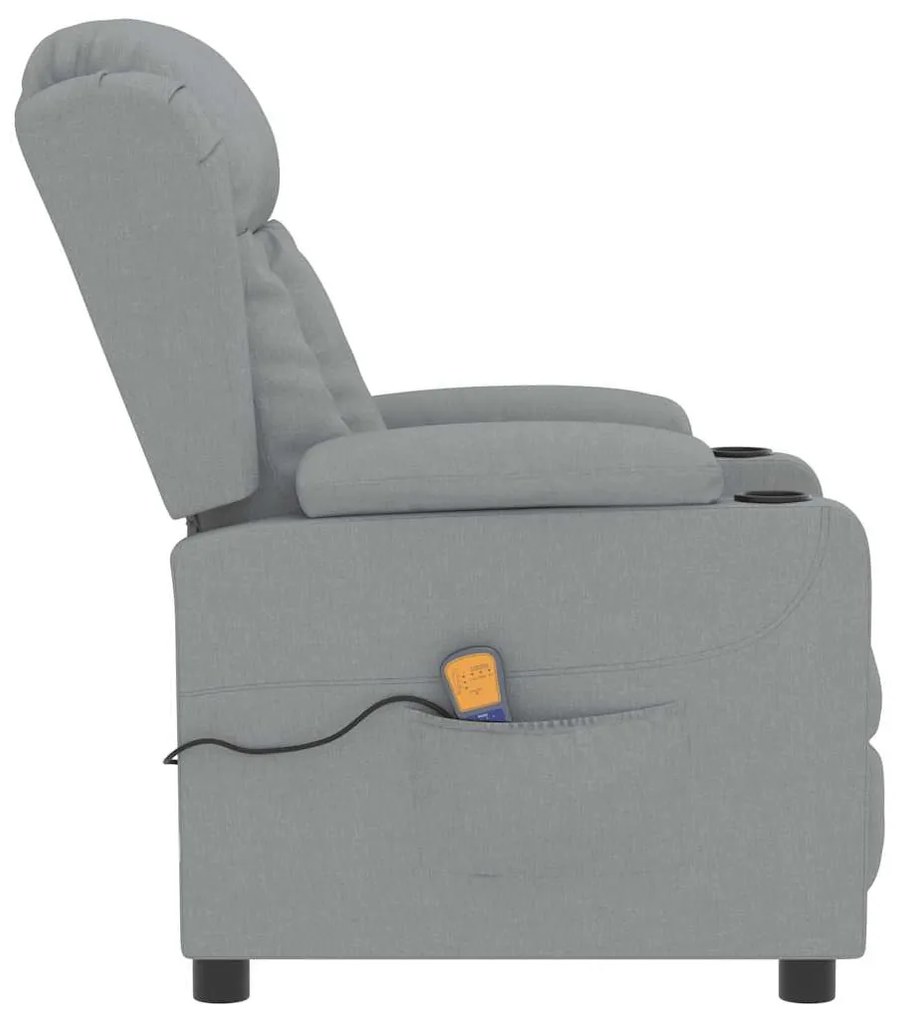 vidaXL Πολυθρόνα Μασάζ Ανοιχτό Γκρι Υφασμάτινη