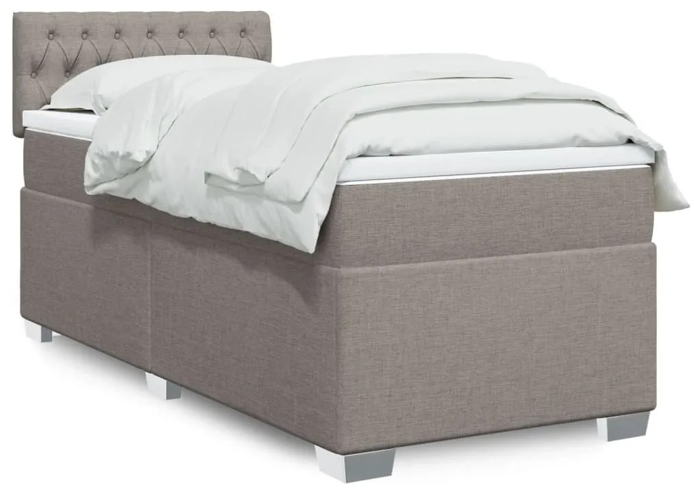 Κρεβάτι Boxspring με Στρώμα Taupe 80x200 εκ. Υφασμάτινο - Μπεζ-Γκρι