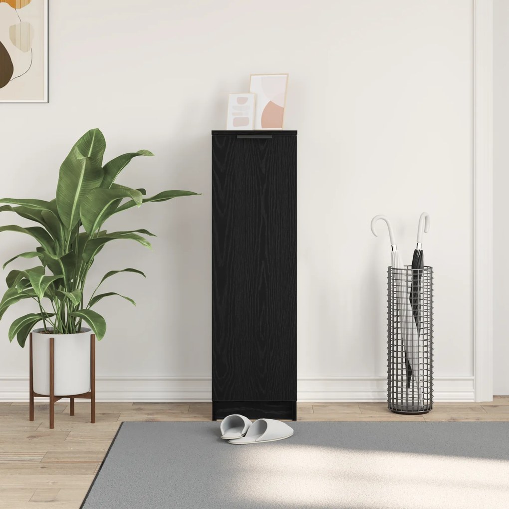 vidaXL Ντουλάπι Παπουτσιών Μαύρο Δρυς 29,5x35x100,5 εκ Επεξεργασμένο Ξύλο