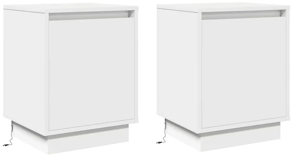 vidaXL Κομοδίνο με 2 pcs Λευκό 39 x 34.5 x 50 εκ. Επεξεργασμένο ξύλο
