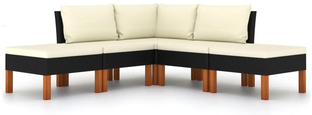 vidaXL Σαλόνι Κήπου 5 Τεμαχίων Μαύρο από Συνθετικό Ρατάν με Μαξιλάρια