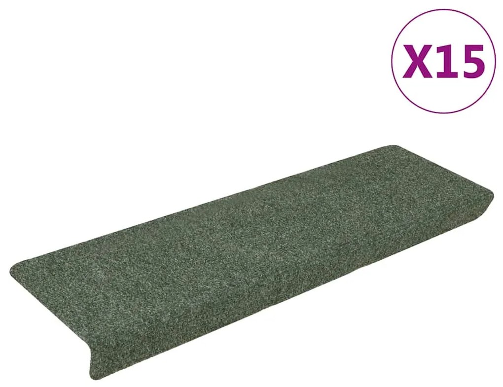 vidaXL Πατάκια Σκάλας 15 τεμ. Καφέ 65x21x4 εκ. Βελονιασμένο Ύφασμα