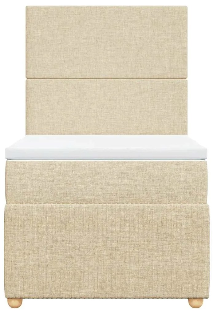 vidaXL Κρεβάτι Boxspring με Στρώμα Κρεμ 90x200 εκ.Υφασμάτινο