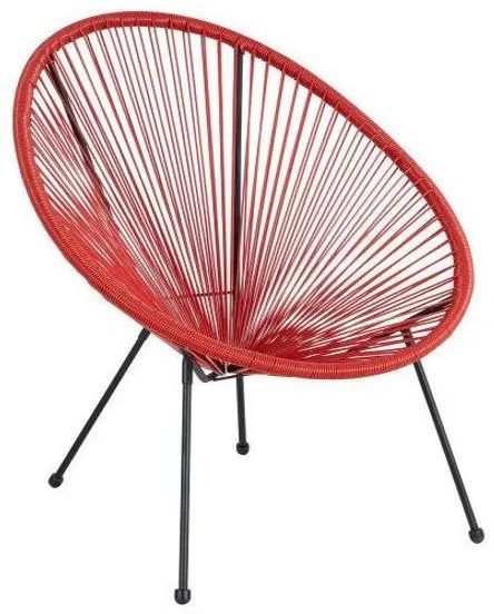 Πολυθρόνα ArteLibre Rattan Saturn Μαύρο/Κόκκινο 72x78x89cm-14450015