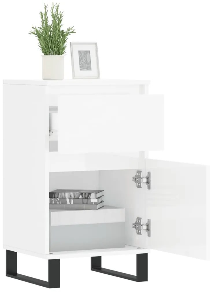 vidaXL Ντουλάπια 2 τεμ. Γυαλιστ. Λευκό 40x35x70 εκ. από Επεξεργ. Ξύλο