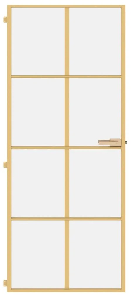vidaXL Εσωτερική Πόρτα Χρυσή 83 x 201,5 εκ. Ψημένο Γυαλί & Αλουμίνιο