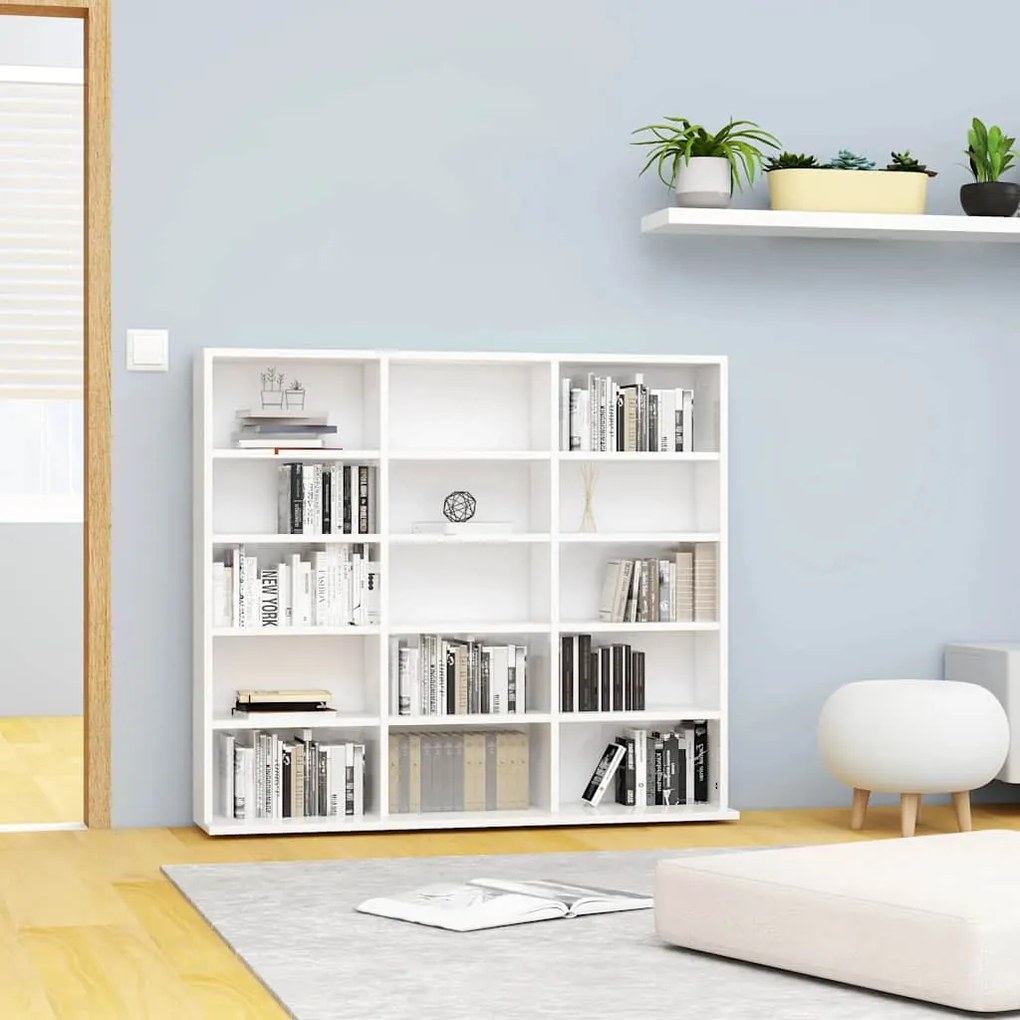 vidaXL Έπιπλο για CD Γυαλιστερό Λευκό 100 x 23 x 89,5 εκ. Επεξ. Ξύλο