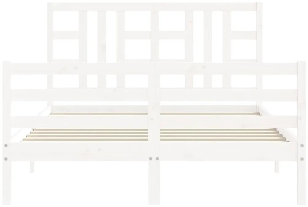 vidaXL Πλαίσιο Κρεβατιού με Κεφαλάρι Λευκό 140x200 εκ. Μασίφ Ξύλο