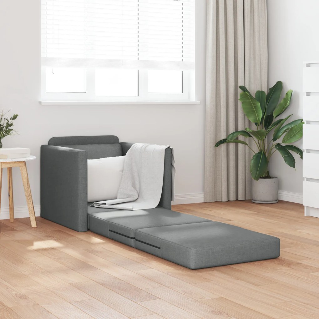 vidaXL Καρέκλα κρεβάτι 2 σε 1 Σκούρο γκρι 74x77x81 εκ. Ύφασμα