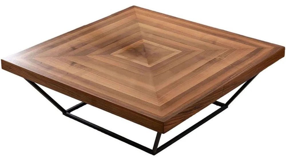 Τραπέζι Σαλονιού Cora 141HWR1131 100x100x32cm Walnut-Black