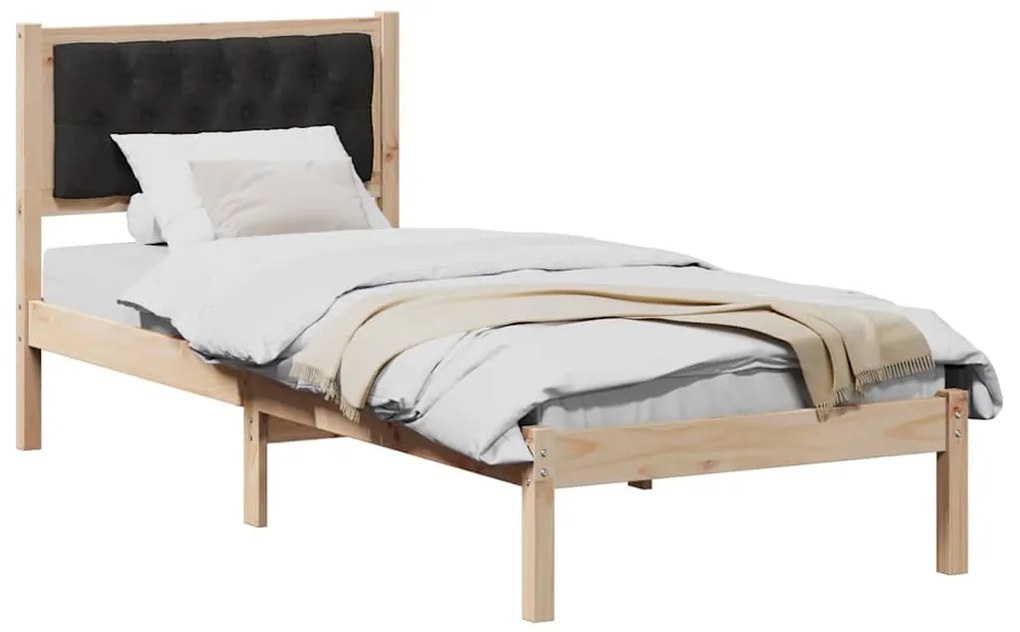 vidaXL Σκελετός Κρεβατιού Μαύρο 90 x 190 cm Στερεά ξυλεία πεύκου