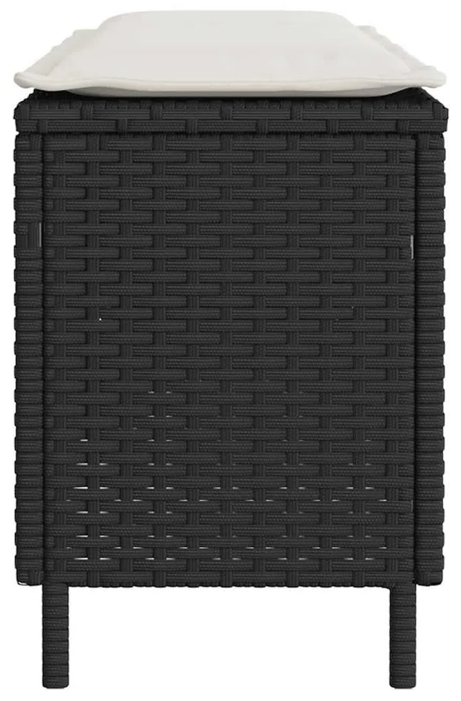 Πάγκος κήπου με μαξιλάρι Μαύρο 110x30x40,5 cm Poly Rattan - Μαύρο