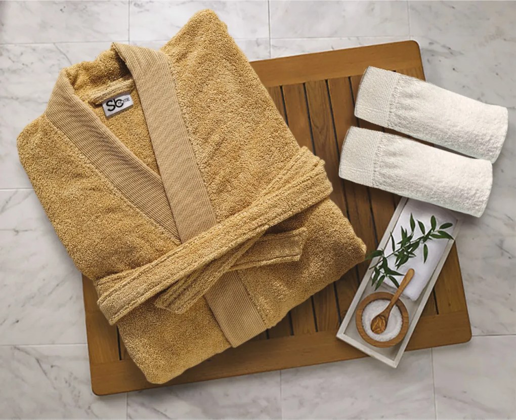 Μπουρνούζι Με Γιακά Βαμβακερό Small Elegante Beige Sb home