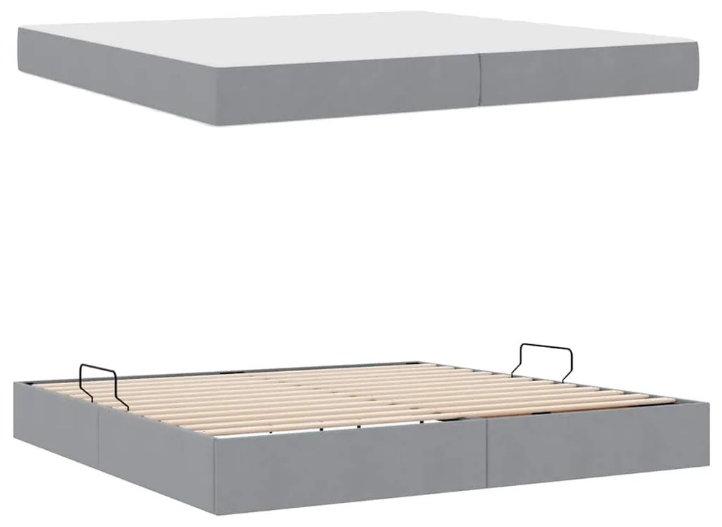 vidaXL Κρεβάτι με αποθηκευτικό χώρο και στρώμα με στρώμα Ανοιχτό γκρι