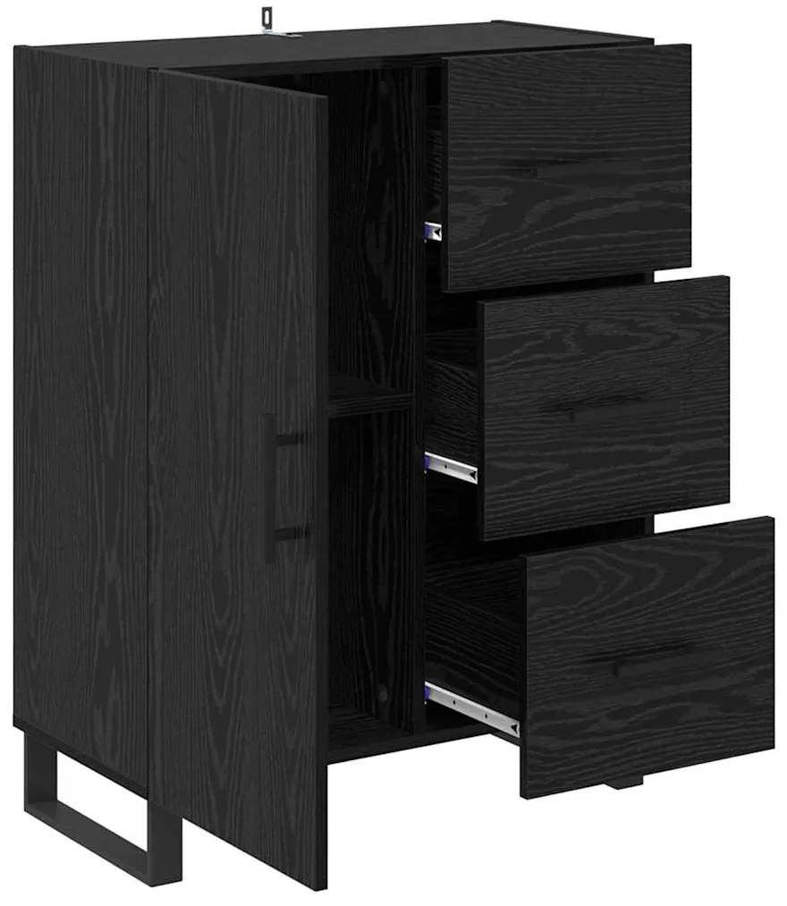 vidaXL Πλαϊνό γραφείο με συρτάρι Μαύρη Οξυά 69,5 x 34 x 90 εκ.