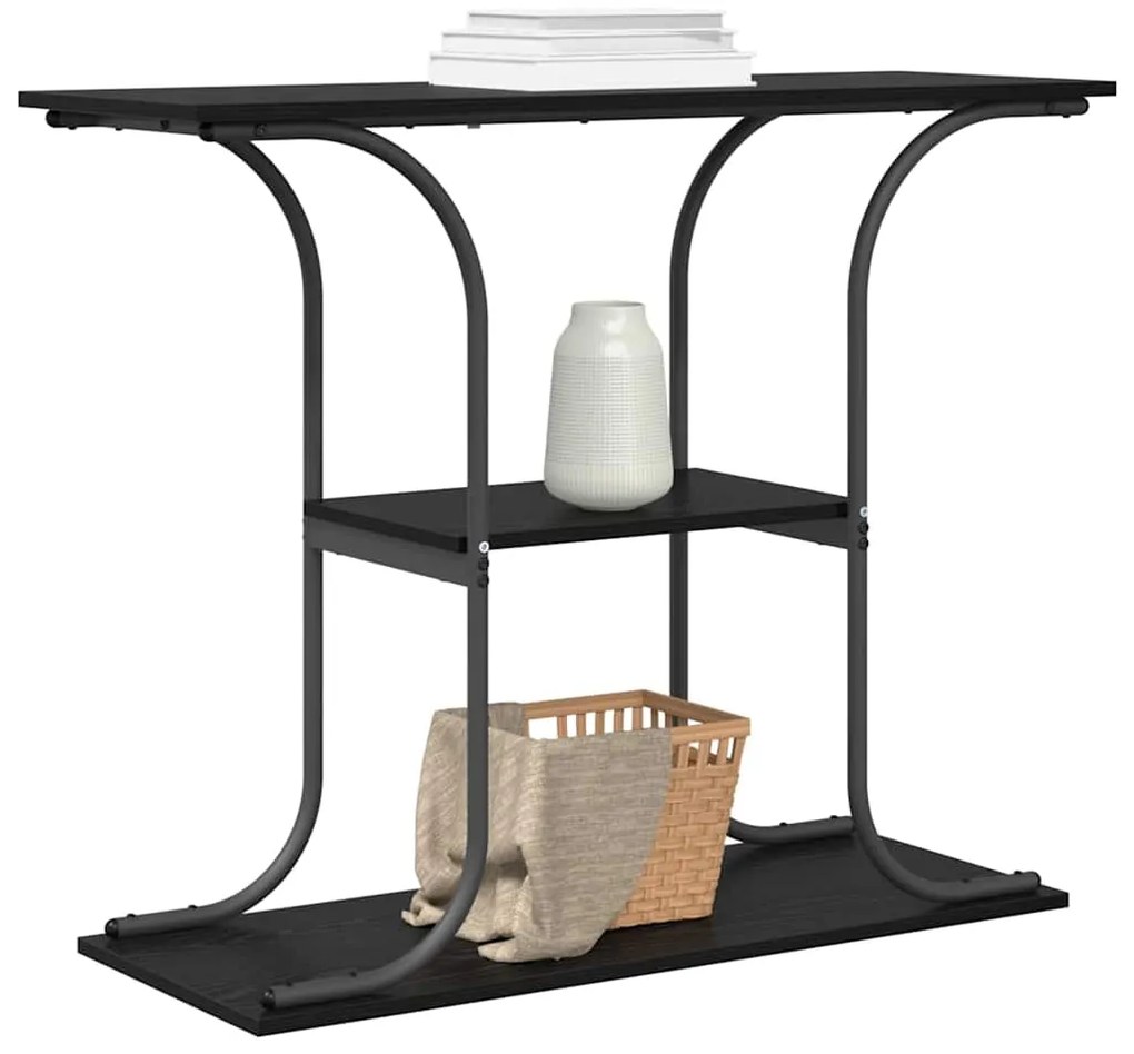 vidaXL Τραπέζι κονσόλας με ράφι Μαύρη δρυς 101 x 35 x 80.5 εκ