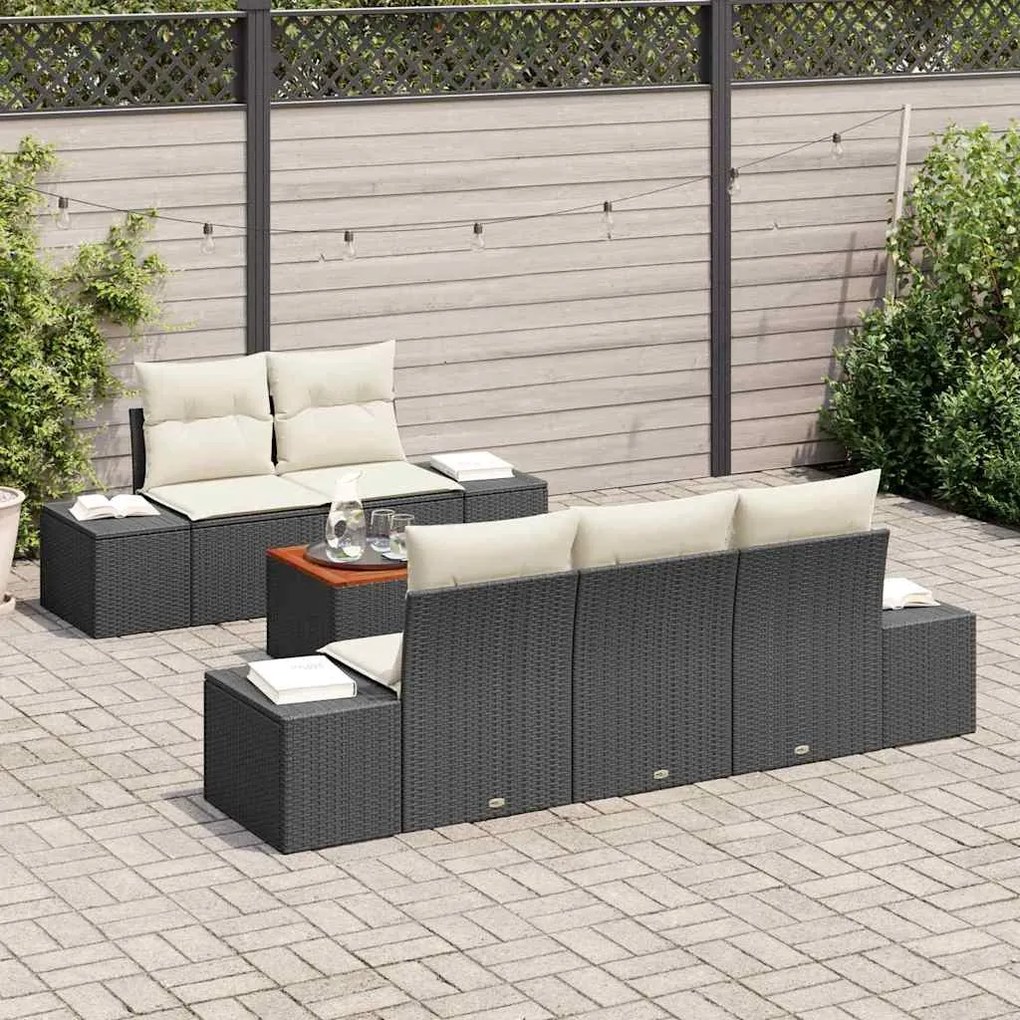 vidaXL Σετ Καναπέ Κήπου 6 pcs Μαύρος, λευκός