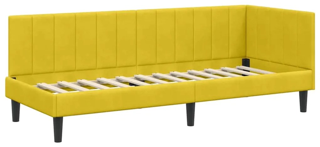 vidaXL Κρεβάτι γωνίας με στρώμα με στρώμα 2 pcs Κίτρινο Βελούδο