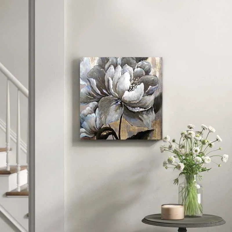 Πίνακας σε καμβά White Magnolias" Megapap ψηφιακής εκτύπωσης 50x50x3εκ."