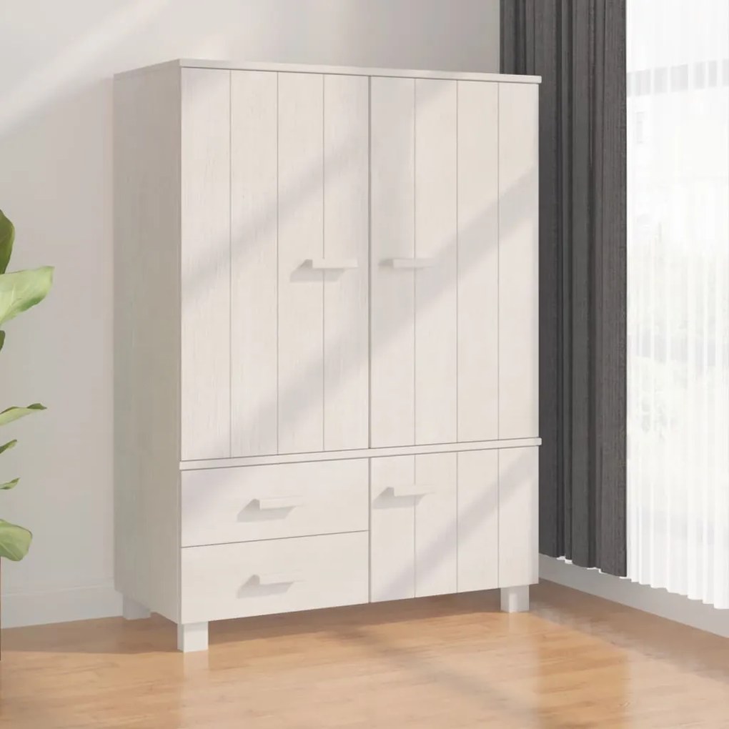 vidaXL Ντουλάπα HAMAR Λευκή 99 x 45 x 137εκ. από Μασίφ Ξύλο Πεύκου