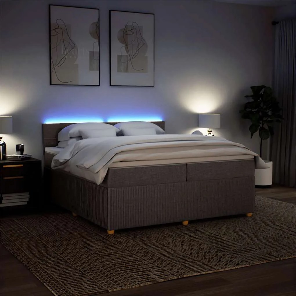 vidaXL Κρεβάτι Boxspring με Στρώμα Taupe 200x200 εκ. Υφασμάτινο