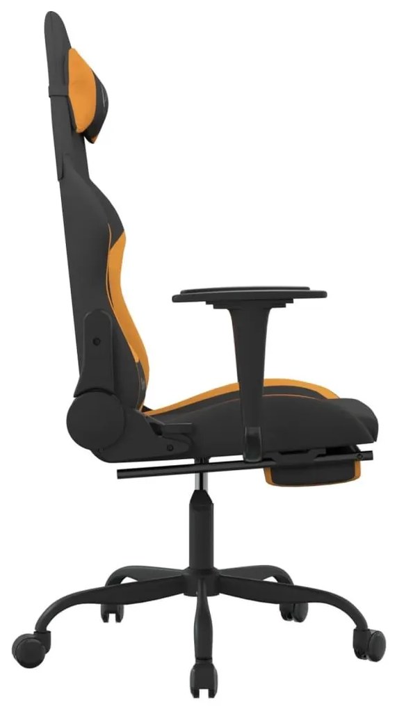Καρέκλα Gaming Μαύρο/Πορτοκαλί Ύφασμα με Υποπόδιο - Μαύρο