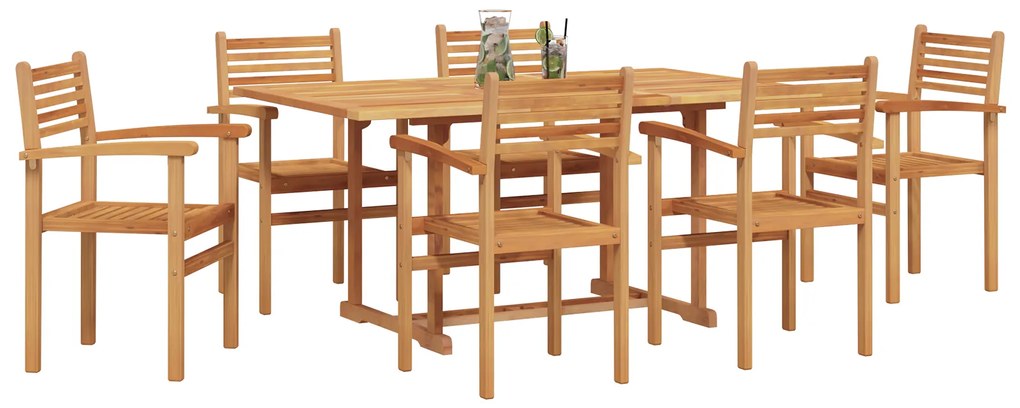 vidaXL Σέτ φαγητού για κήπο 7 pcs Καστανό Μασίφ ξύλο teak