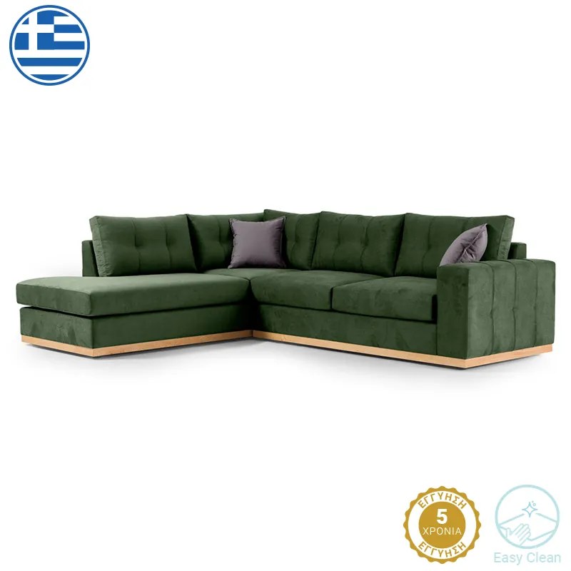 Intrahome Γωνιακός καναπές δεξιά γωνία PYRENEESA Intrahome ύφασμα κυπαρισσί-ανθρακί 280x225x90εκ | SKU: INTRAPA-279111129
