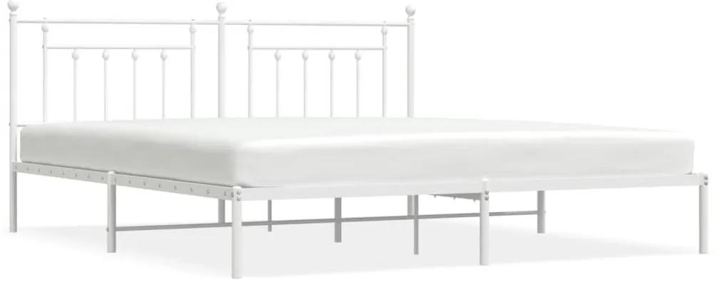 Πλαίσιο Κρεβατιού με Κεφαλάρι Λευκό 193 x 203 εκ. Μεταλλικό - Λευκό