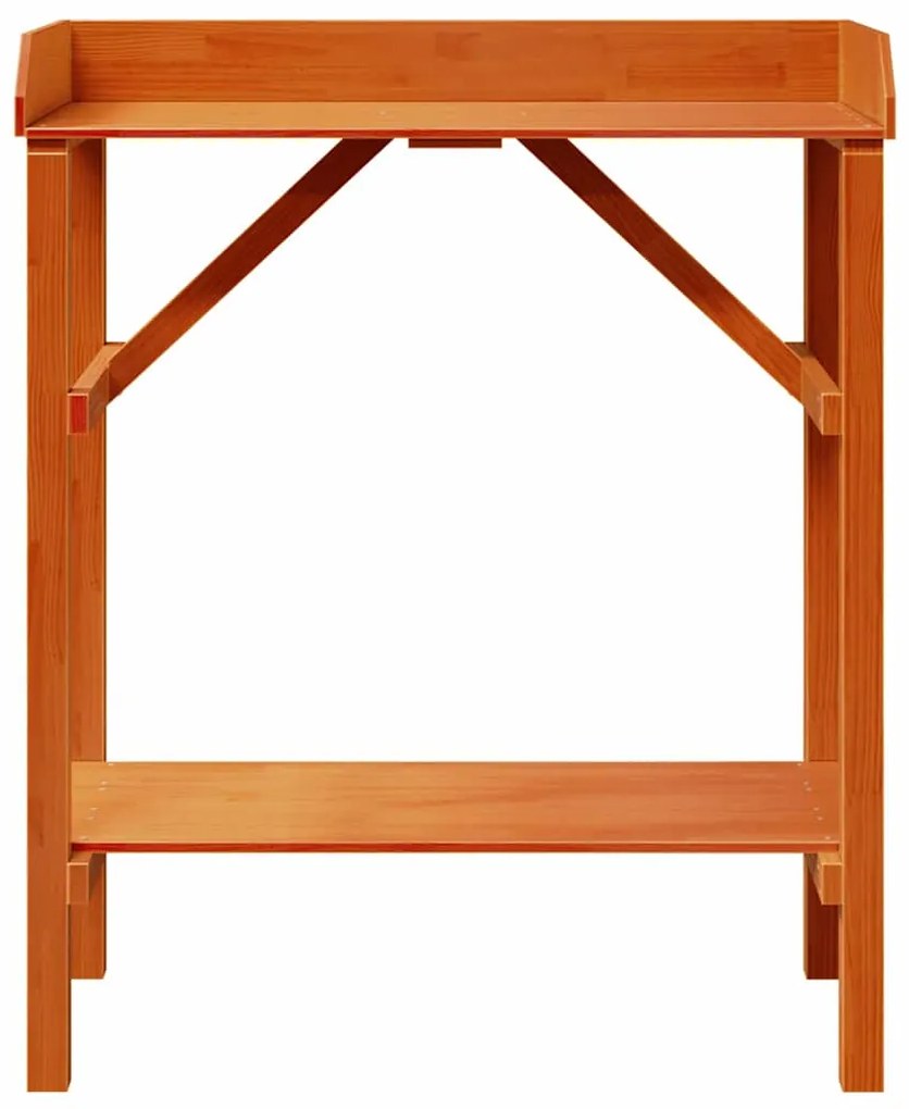 vidaXL Στήριξη φυτών με ράφι Καφέ 75 x 40 x 90 εκ. Μασίφ ξύλο πεύκου