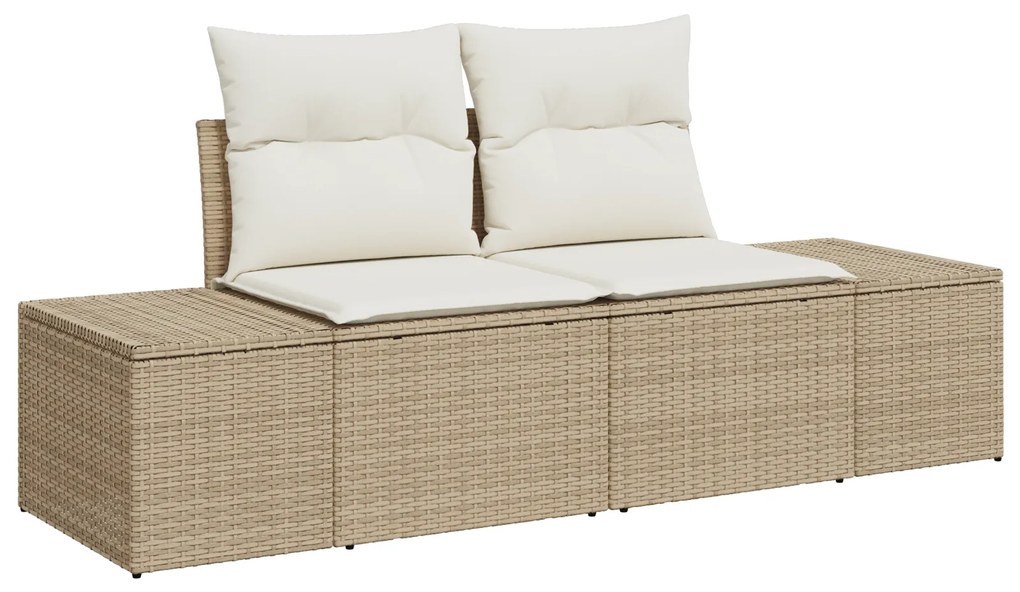 vidaXL Set Καναπέ Κήπου 7 Τεμαχίων με Μαξιλάρια Μπεζ Πολυ-Ρατάν Ακακίας