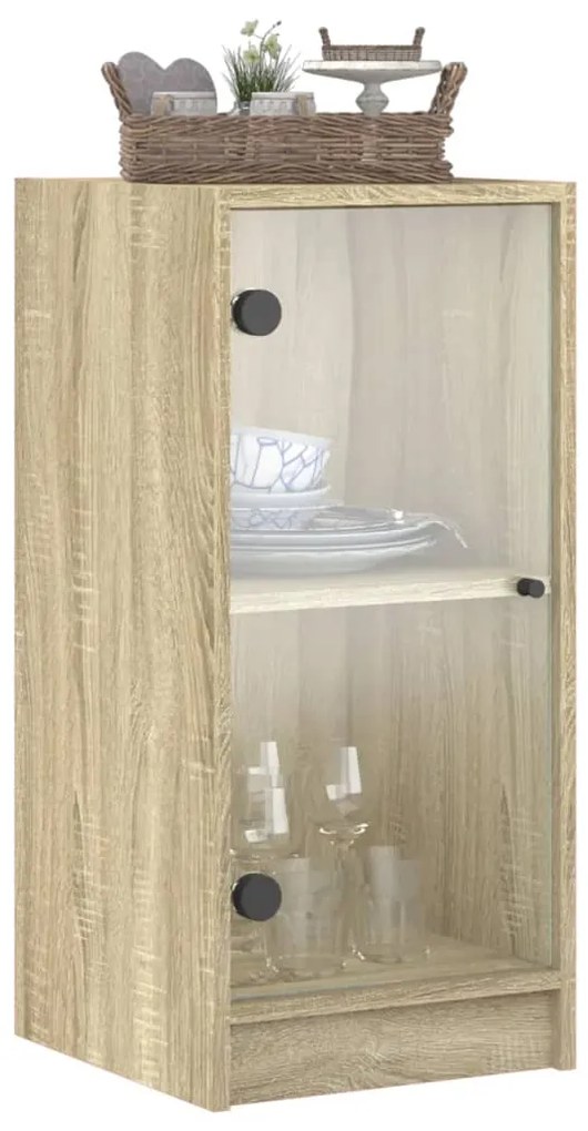 vidaXL Βοηθητικό Ντουλάπι Sonoma Δρυς 35x37x75,5εκ. με Γυάλινες Πόρτες