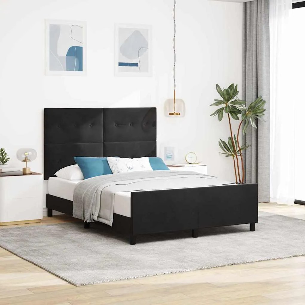 vidaXL Σκελετός Κρεβατιού με κεφαλάρι Μαύρο 140 x 190 cm Βελούδο
