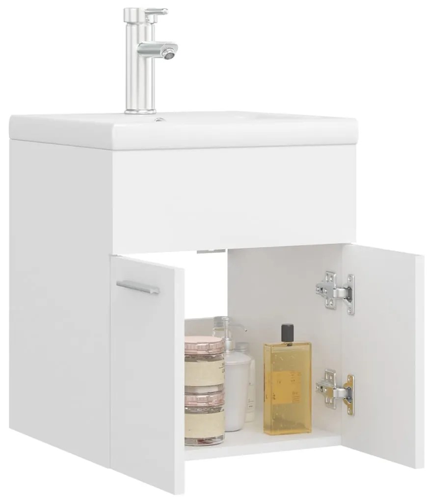 vidaXL Ντουλάπι Μπάνιου με Ενσωμ. Νιπτήρα Λευκό από Επεξεργασμένο Ξύλο