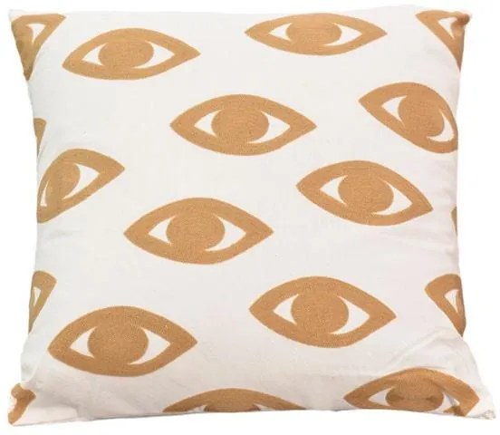 Μαξιλάρι Eyes Inart φυσικό-λευκό ύφασμα 45x45x2.5εκ 45x2.5x45 εκ.
