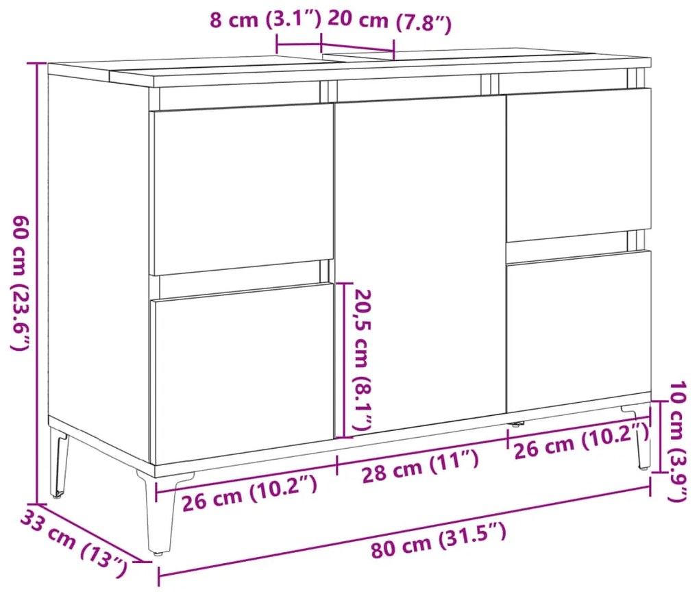 ΝΤΟΥΛΑΠΙ ΝΙΠΤΗΡΑ SONOMA ΔΡΥΣ 80X33X60 ΕΚ. ΕΠΕΞΕΡΓΑΣΜΕΝΟ ΞΥΛΟ 849666