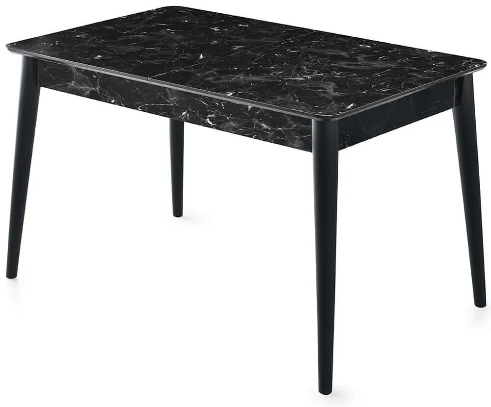 Τραπέζι Επεκτεινόμενο Lotus 974NMB1156 130/165x80x75cm Marble Effect Black Πλαστικό,Mdf