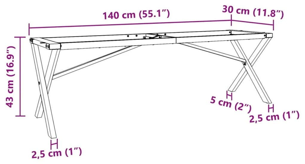 Πόδια Τραπεζιού Σαλονιού σε Σχήμα «Χ» 140x30x43 εκ. Ατσάλι 357902