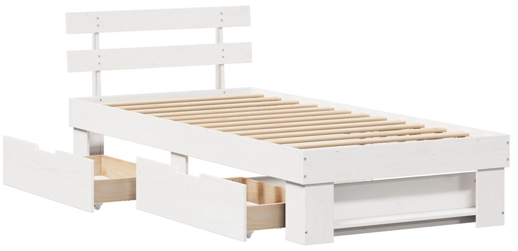 vidaXL Σκελετός Κρεβατιού Λευκό 75 x 190 cm Συμπαγές ξύλο πεύκου