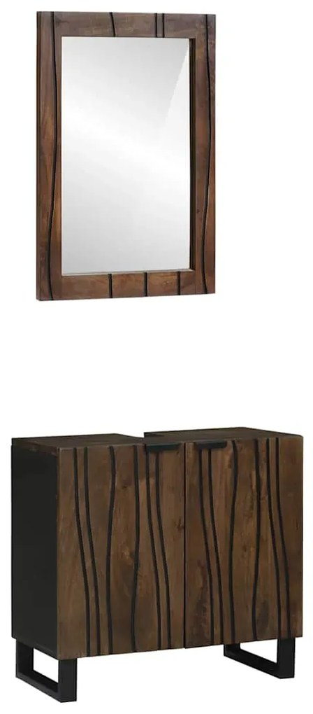 Σετ Επίπλων Μπάνιου 2 pcs Καρυδιά Καφέ Επεξεργασμένο ξύλο