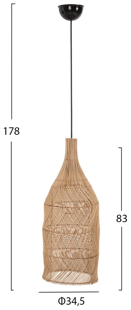ΦΩΤΙΣΤΙΚΟ ΟΡΟΦΗΣ HM7886 ΚΡΕΜΑΣΤΟ ΑΠΟ RATTAN ΣΕ ΦΥΣΙΚΟ ΧΡΩΜΑ Φ34,5x178Yεκ. (1 Τεμμάχια)