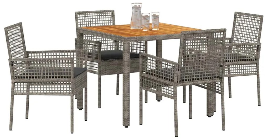 vidaXL Σέτ φαγητού για κήπο 5 pcs Γκρι συνθετικό ρατάν
