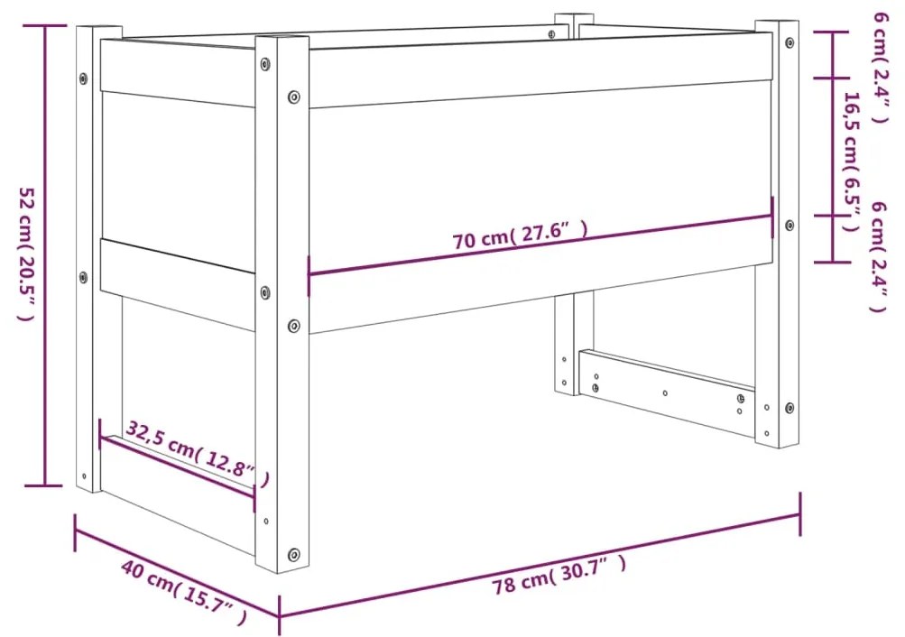 vidaXL Ζαρντινιέρα Καφέ Μελί 78x40x52 εκ. από Μασίφ Ξύλο Πεύκου