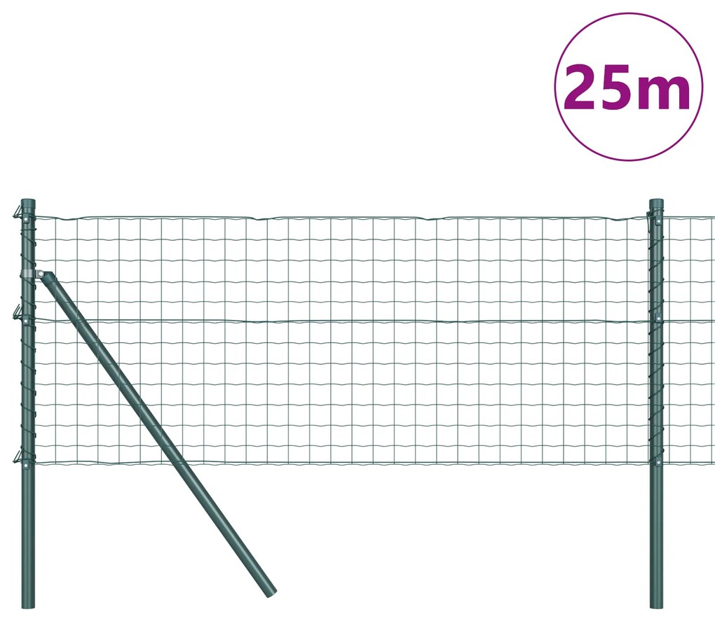 vidaXL Euro Fence Με 13 Πόλους 0.6x25 μ Γαλβανισμένος Χάλυβας Πράσινος