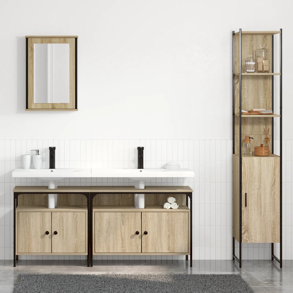 vidaXL Σετ Επίπλων Μπάνιου 4 pcs Sonoma Δρυς 33 x 33 x 185.5 εκ