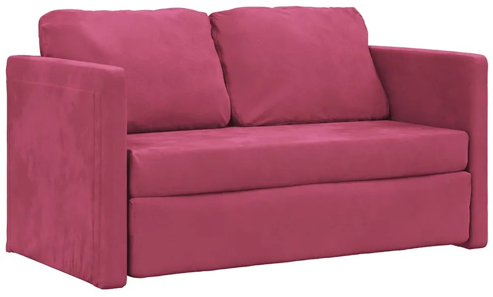 vidaXL Καναπές-Κρεβάτι Δαπέδου 2 σε 1 Μπορντό 122x204x55εκ. Βελούδινος