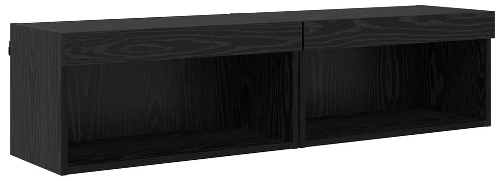 vidaXL Ντουλάπι TV Επιτοίχιο 7 pcs Μαύρη Οξυά Επεξεργασμένο ξύλο